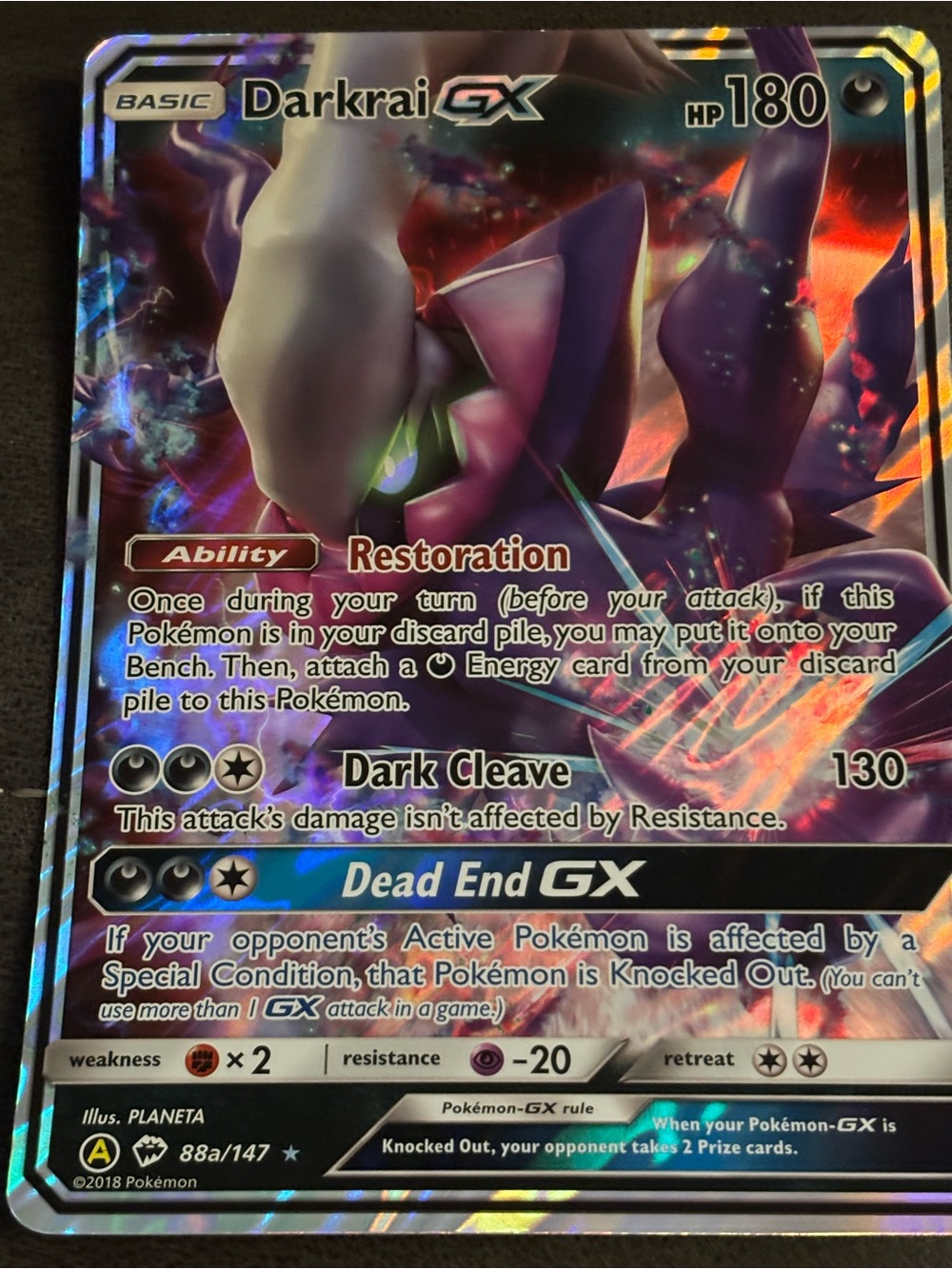 Darkrai GX JUMBO Holofoil Collectible Pokemon Card